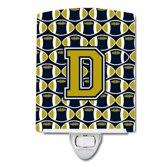 Letter D Football Blue & Gold Ceramic Night Light