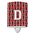 thumbnail image 1 of Letter D Football Cardinal & White Ceramic Night Light, 1 of 1