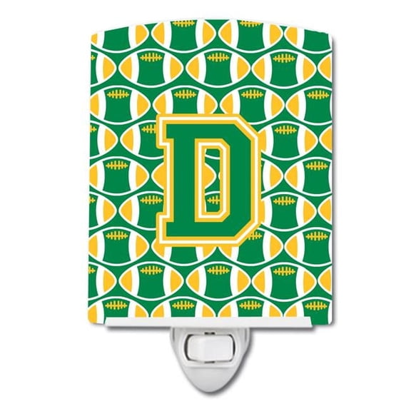 Letter D Football Green & Gold Ceramic Night Light