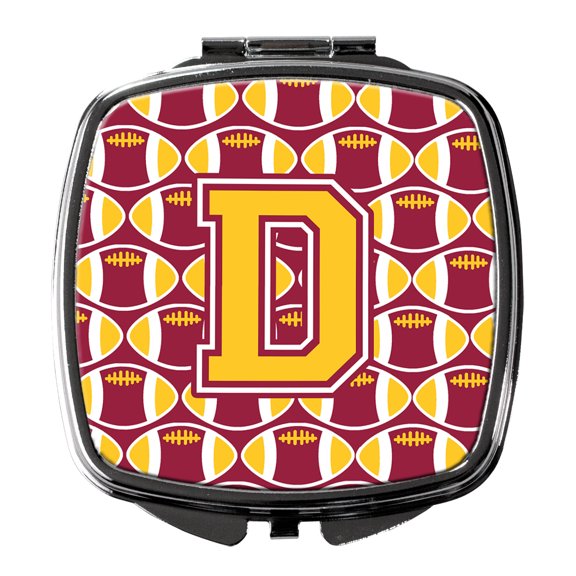 Letter D Football Maroon and Gold Compact Mirror