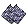 thumbnail image 1 of Letter D Football Purple & White Pair of Pot Holders, 1 of 1