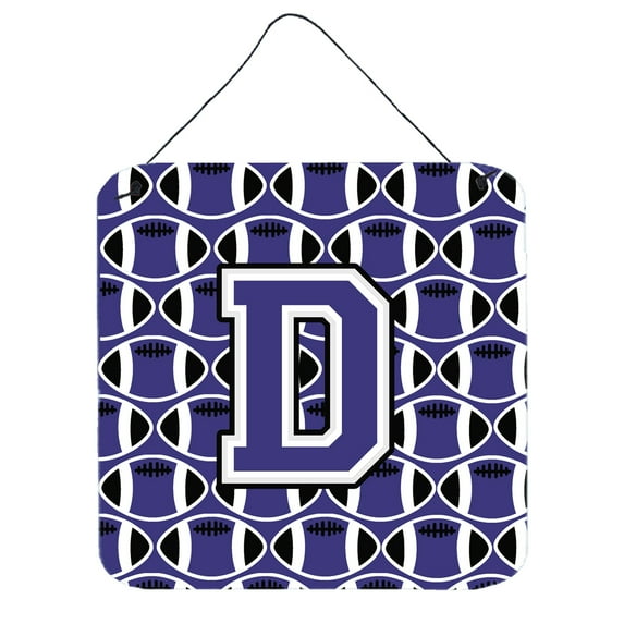 Letter D Football Purple and White Wall or Door Hanging Prints