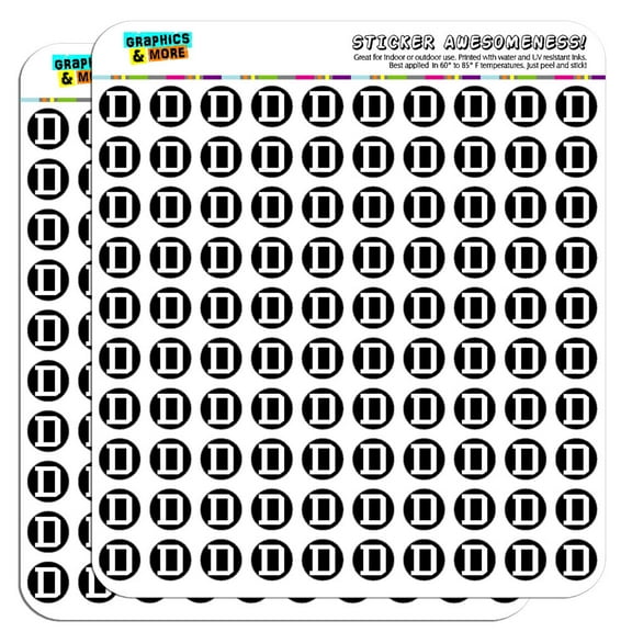 Letter D Initial Black White 1/2" (0.5") Scrapbooking Crafting Stickers