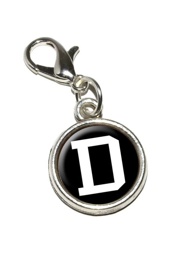 Letter D Initial Black White Bracelet Charm