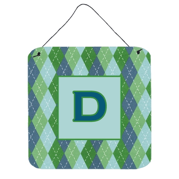 Letter D Initial Monogram - Blue Argoyle Wall or Door Hanging Prints