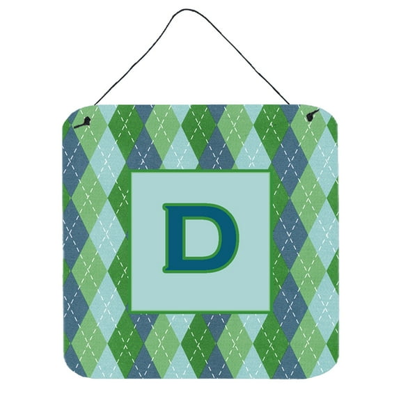 Letter D Initial Monogram - Blue Argoyle Wall or Door Hanging Prints