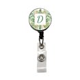 thumbnail image 1 of Letter D Initial Monogram Frame Leaf Retractable Reel ID Badge Key Card Name Tag Holder with Clip, 1 of 7