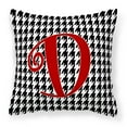 thumbnail image 1 of Letter D Initial Monogram - Houndstooth Black Fabric Decorative Pillow, 1 of 4