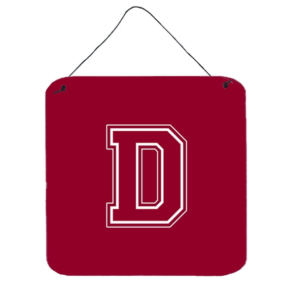 Letter D Initial Monogram - Maroon and White Wall or Door Hanging Prints