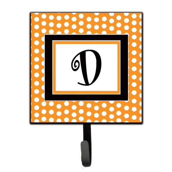 Letter D Initial Monogram - Orange Polkadots Leash or Key Holder