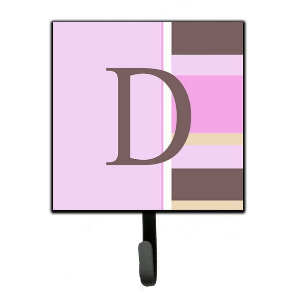 Letter D Initial Monogram - Pink Stripes Leash or Key Holder