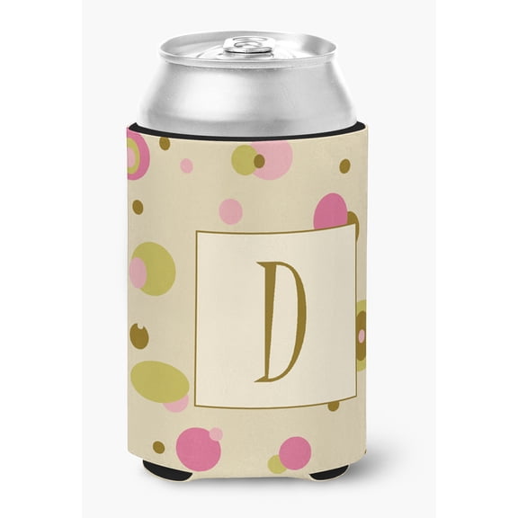 Letter D Initial Monogram - Tan Dots Can or Bottle Hugger
