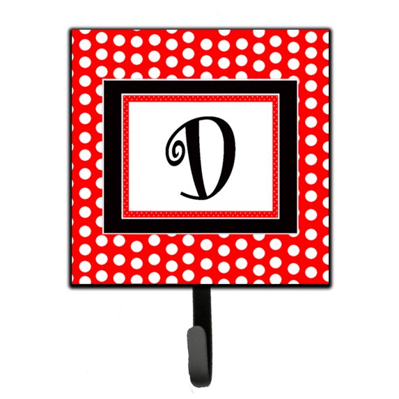 Letter D Initial - Red Black Polka Dots Leash or Key Holder