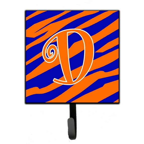 Letter D Initial Tiger Stripe Blue and Orange Leash or Key Holder
