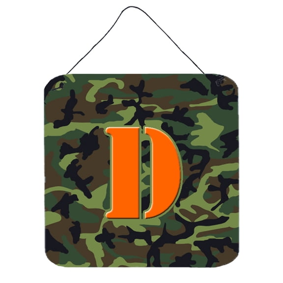 Letter D Monogram - Camo Green Wall or Door Hanging Prints