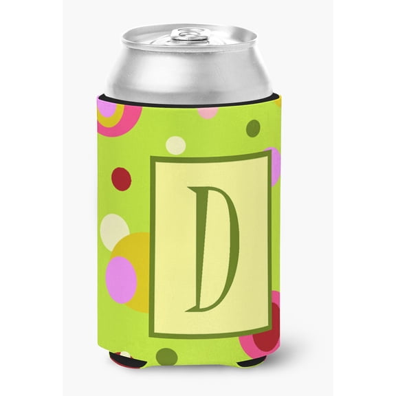 Letter D Monogram - Lime Green Can or Bottle Hugger