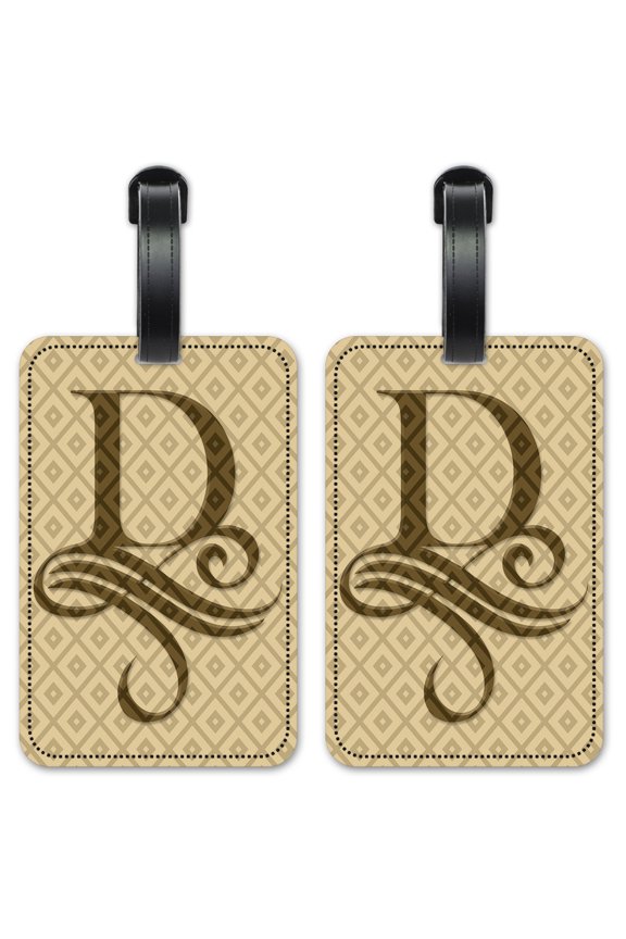 Letter "D" Monogram - Luggage ID Tags / Suitcase Identification Cards - Set of 2