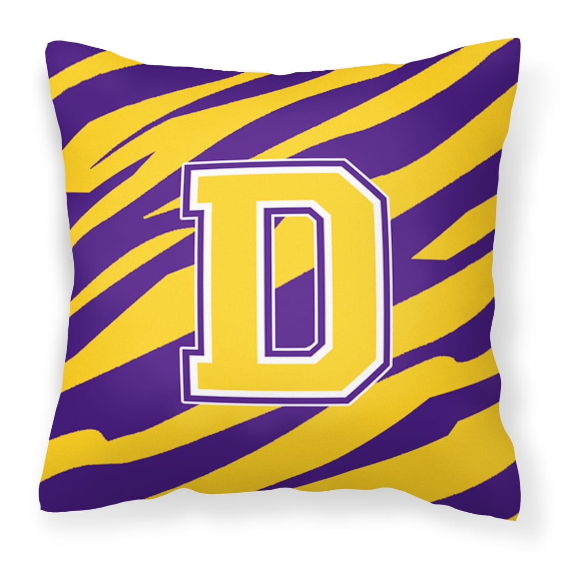 Letter D Monogram - Tiger Stripe - Purple Gold Fabric Decorative Pillow ...