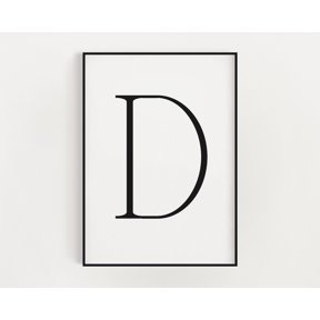 Letter D Monogram Typography Initial Modern Home Wall Art Poster Decor