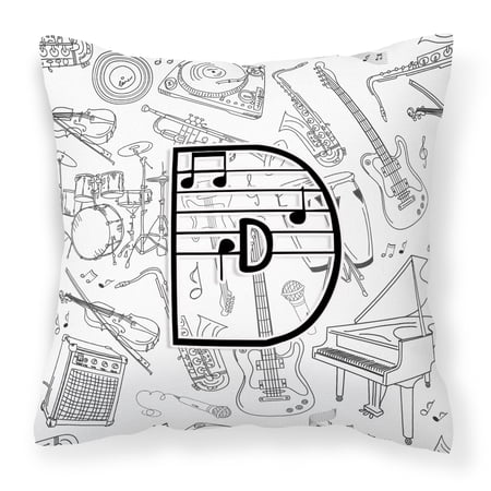 Letter D Musical Note Letters Fabric Decorative Pillow