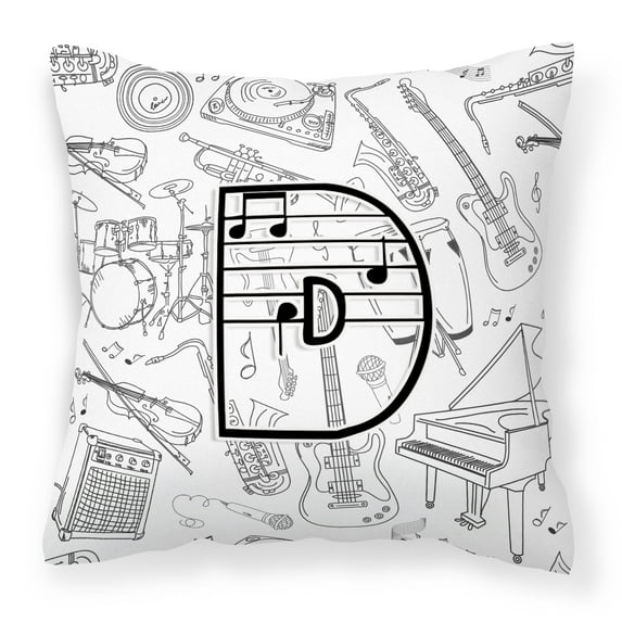 Letter D Musical Note Letters Fabric Decorative Pillow