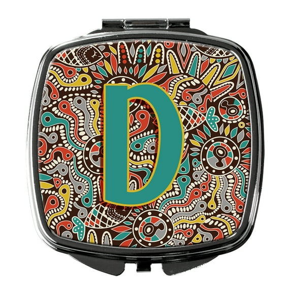 Letter D Retro Tribal Alphabet Initial Compact Mirror