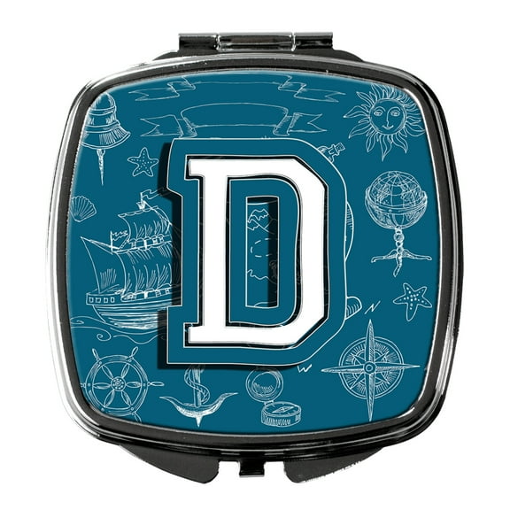 Letter D Sea Doodles Initial Alphabet Compact Mirror