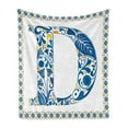 thumbnail image 1 of Letter D Soft Flannel Fleece Blanket, Vibrant Colored Swirls and Flower Elements in Alphabet Artwork with Frame, Cozy Plush for Indoor and Outdoor Use, 60" x 80", Blue Yellow Orange, by Ambesonne, 1 of 5