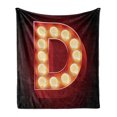 thumbnail image 1 of Letter D Soft Flannel Fleece Throw Blanket, D with Electricity Theme Old Fashioned Cinema Theater Show, Cozy Plush for Indoor and Outdoor Use, 50" x 60", Vermilion Yellow Black, by Ambesonne, 1 of 6