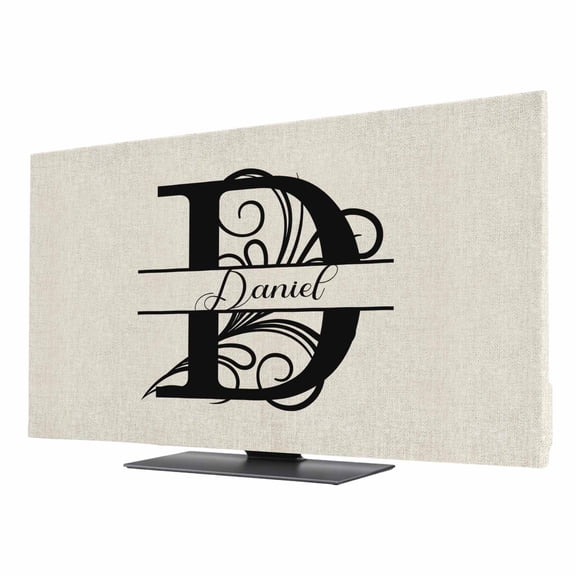 Letter D TV Cover for 24 Inch Screen, Stretch Fabric Dustproof TV Display Protector, Monogram Words Elastic Slipcover Monitor Cover for Indoor Desktop Computer 20.9"x11.8"