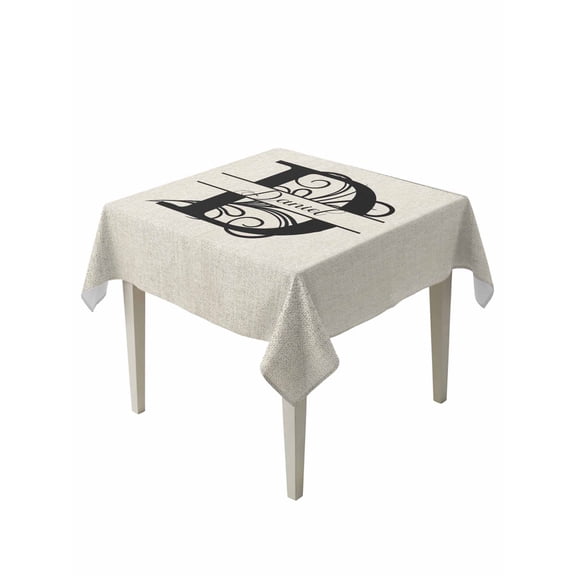 Letter D Table Cloth, Monogram Words Waterproof Tablecloth for Square Tables, Reusable Washable Fabric Table Cover for Restaurant Kitchen Dining Tables 60"x60"