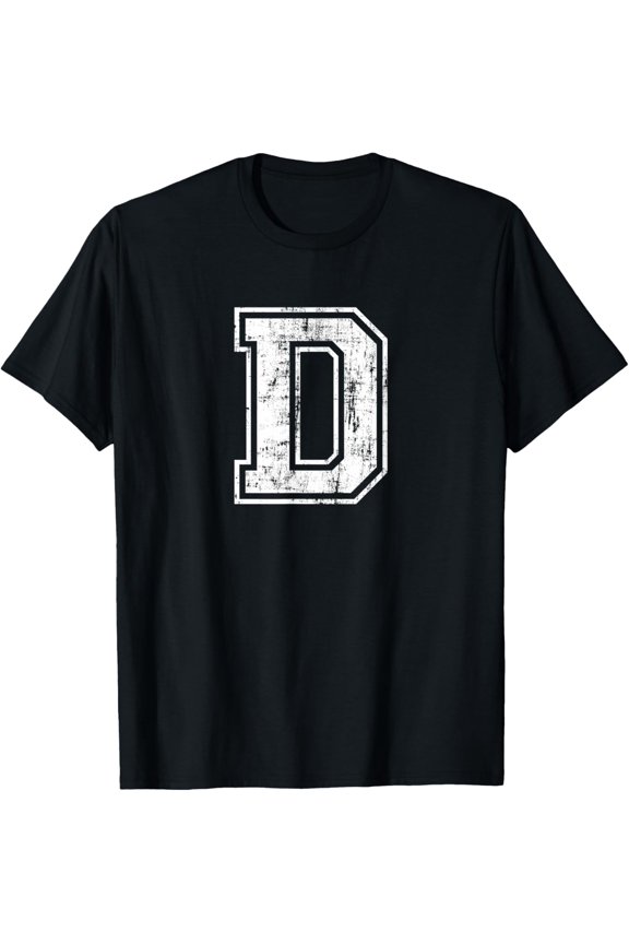 Letter D Uppercase Alphabet Initial School College Varsity T-Shirt