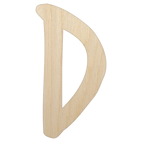 Letter D Uppercase Felt Marker Font Wood Shape Unfinished Piece Cutout Craft DIY Projects - 4.70 Inch Size - 1/4 Inch Thick