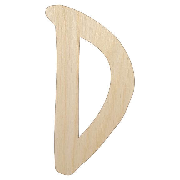 Letter D Uppercase Felt Marker Font Wood Shape Unfinished Piece Cutout Craft DIY Projects - 4.70 Inch Size - 1/8 Inch Thick