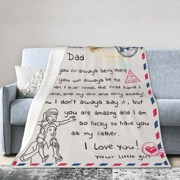 A Letter To My Dad Blanket Gifts For Kids Adults - Lightweight Throw Blanket For Bedroom Living Room Decor Soft Fuzzy Fleece Cozy Plush Bed Couch 40"X30"