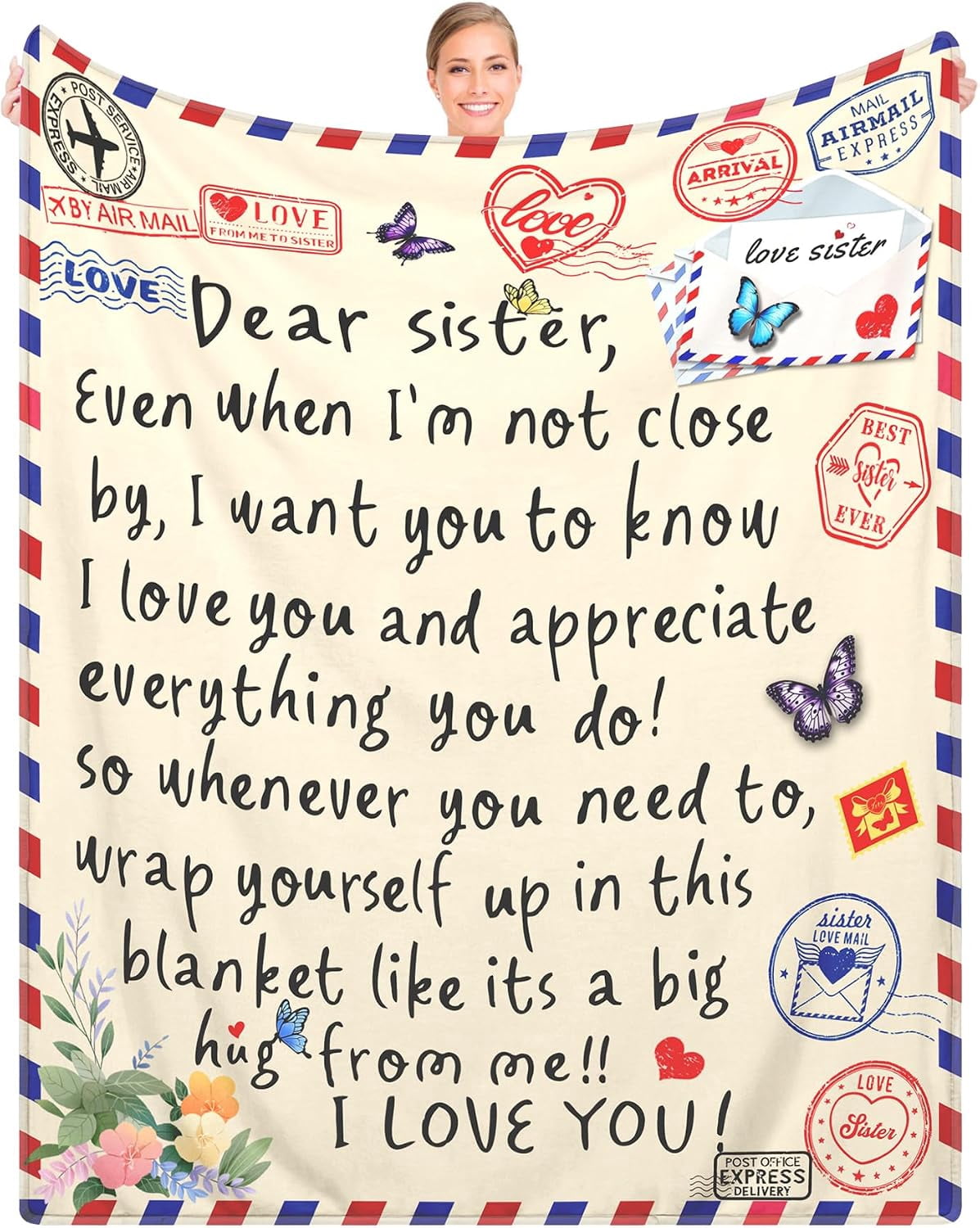 Letter Design Throw Blanket for Sister from Brother or Sister - Walmart.com