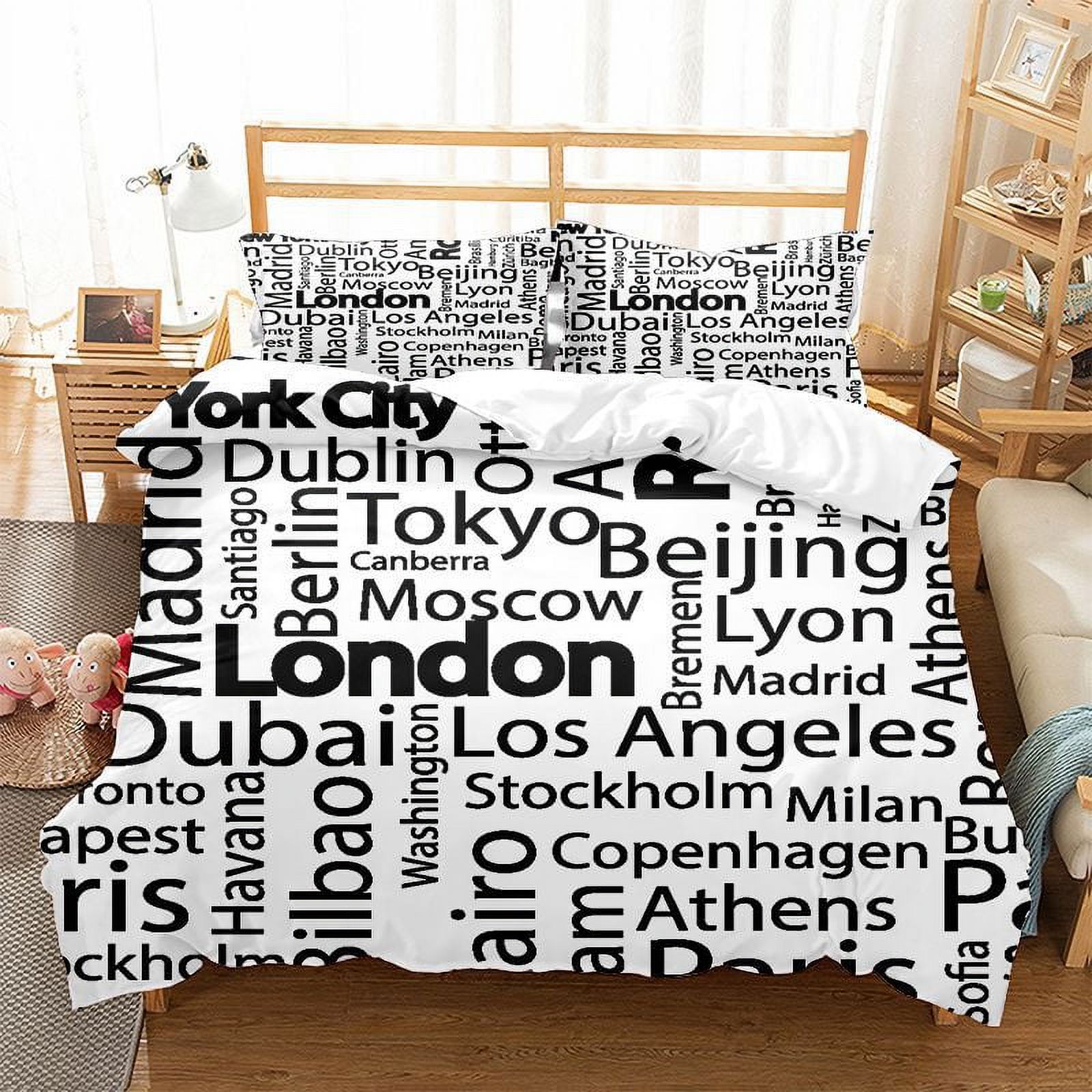 Letter Duvet Cover King/ Size English Words Print Bedding Set for Kids