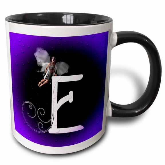 3drose, Letter E, 11oz Two-tone Black Mug