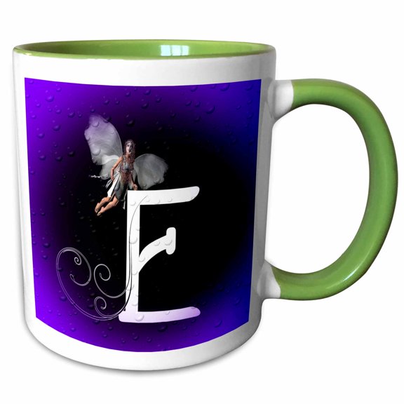 3drose, Letter E, 11oz Two-tone Green Mug