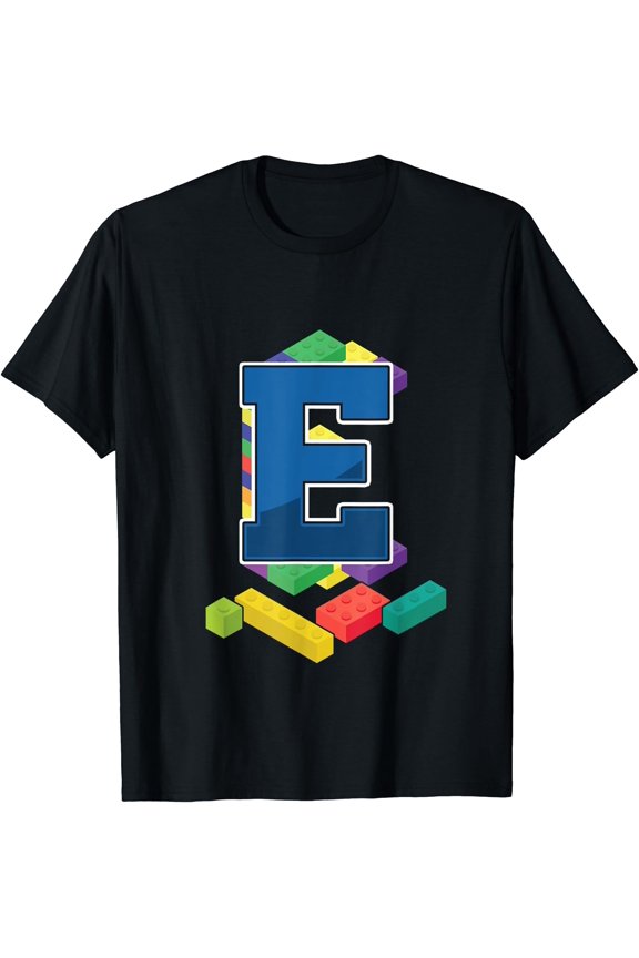 Letter E Alphabet Last Name Building Blocks T-Shirt, Unisex T-Shirt