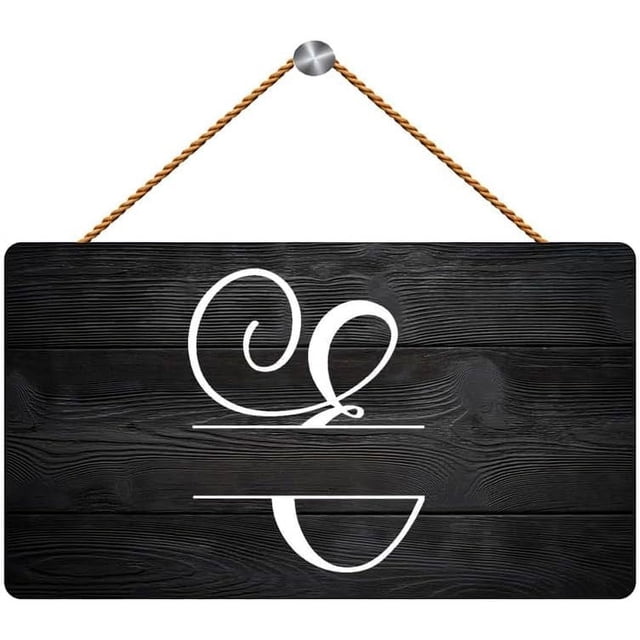Letter E Alphabet Wood Sign Rustic Hanging Wall Sign Black 12X8 Inch ...