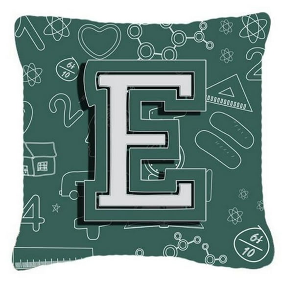 Letter E Back To School Initial Canvas Fabric Decorative Pillow