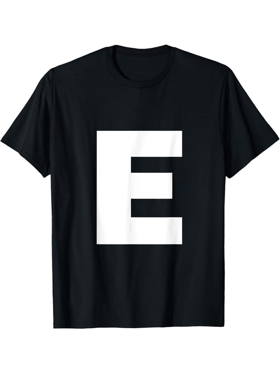 Letter E Capital Alphabet Monogram Initial T-Shirt men and women can wear, black, white, gifts
