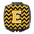 thumbnail image 1 of Letter E Chevron Black and Gold Compact Mirror, 1 of 4