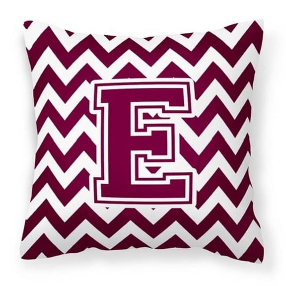 Letter E Chevron Maroon & White Fabric Decorative Pillow - Maroon & White - 14in. H x 3in. W x 14in. L