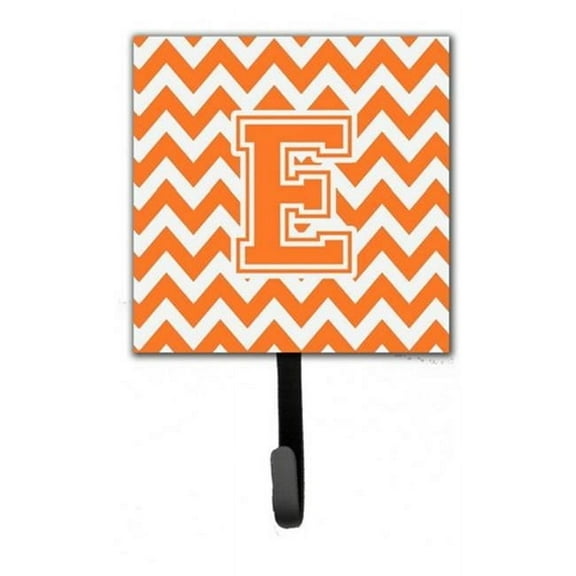 Letter E Chevron Orange & White Leash or Key Holder