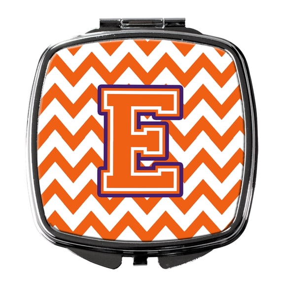 Letter E Chevron Orange and Regalia Compact Mirror