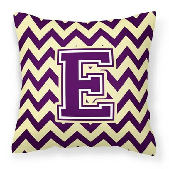 Letter E Chevron Purple & Gold Fabric Decorative Pillow - Purple & Gold - 14in. H x 3in. W x 14in. L