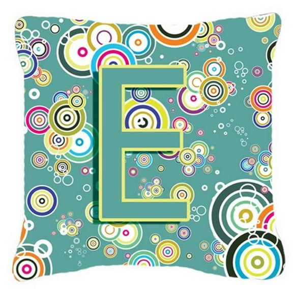 Letter E Circle Circle Teal Initial Alphabet Canvas Fabric Decorative Pillow