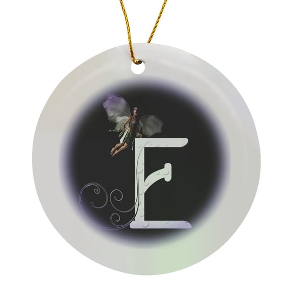 3drose, Letter E, Circle Porcelain Ornament